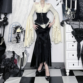 Wannathis万圣节暗黑哥特蕾丝拼接礼服裙女巫cos服穿搭法式 连衣裙