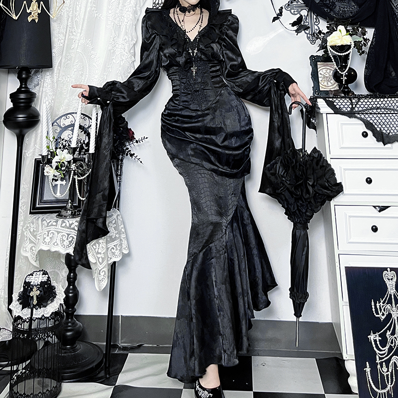 公爵夫人cos服暗黑御姐连衣裙