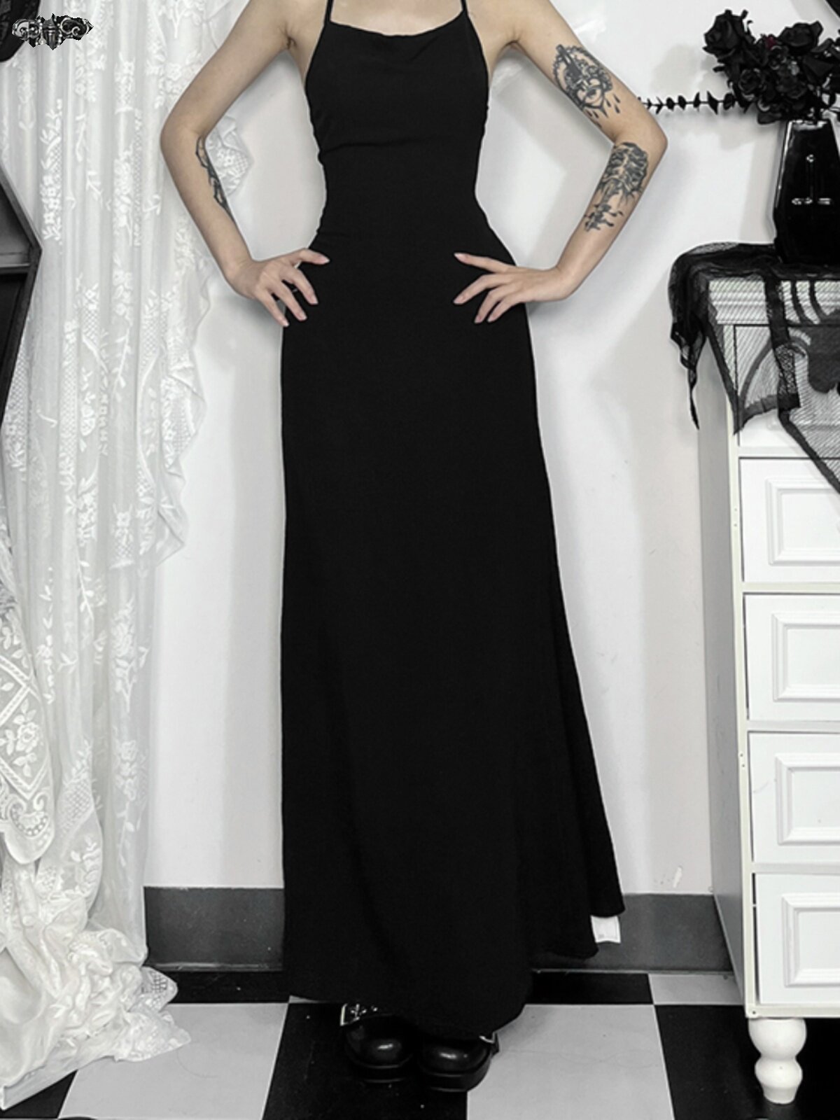 Desert Wanderer Hooded Cape Dress - Chic Black Wasteland Vibe - Product image 4