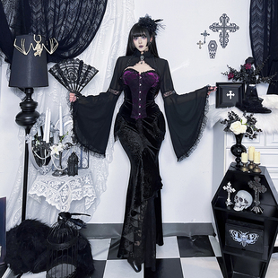 Wannathis暗黑哥特风公爵夫人cos套装 宫廷风御姐束腰连衣裙子 法式