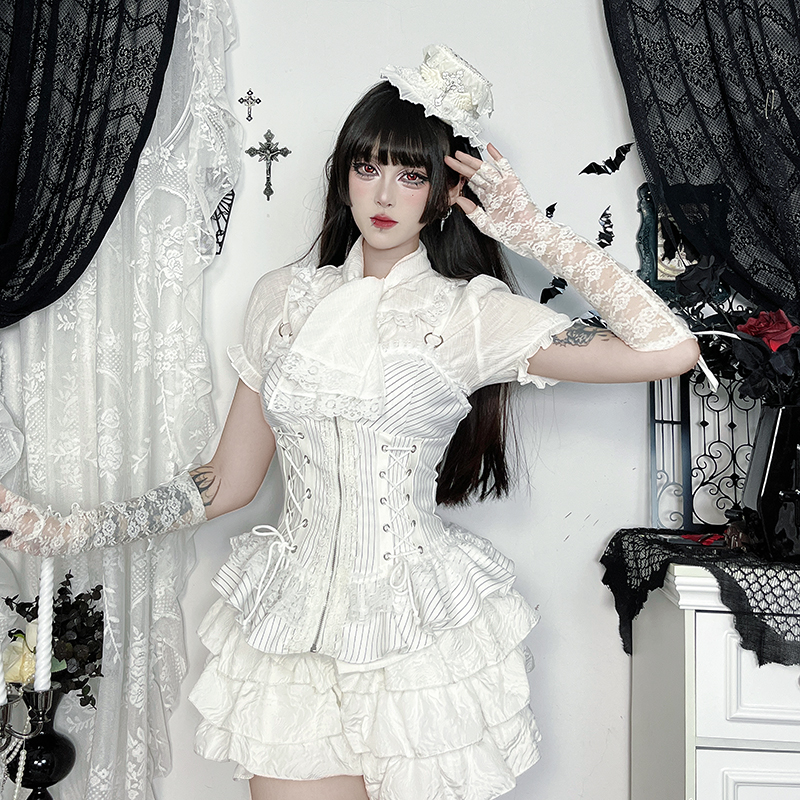 哥特风白色公爵夫人cos服套装