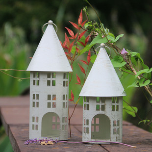 复古做旧房子童话里的风灯小屋挂饰铁艺外贸出口装饰花园杂货日系