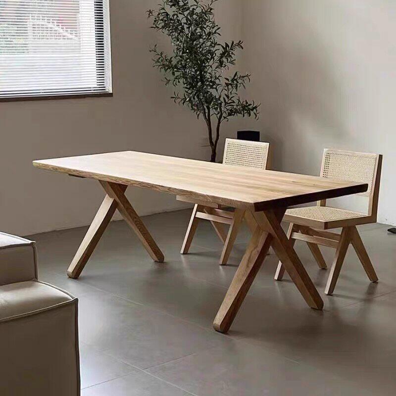 侘寂风实木茶桌客厅大长桌茶台原木长方形简约饭桌餐桌日式泡茶桌