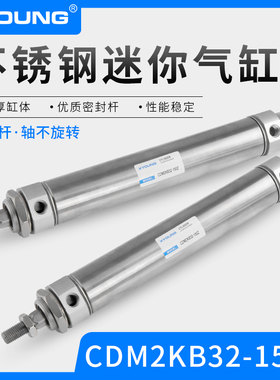 XYOUNG轴不旋转迷你气缸CDM2KB32-100六角活塞杆不锈钢迷你气缸