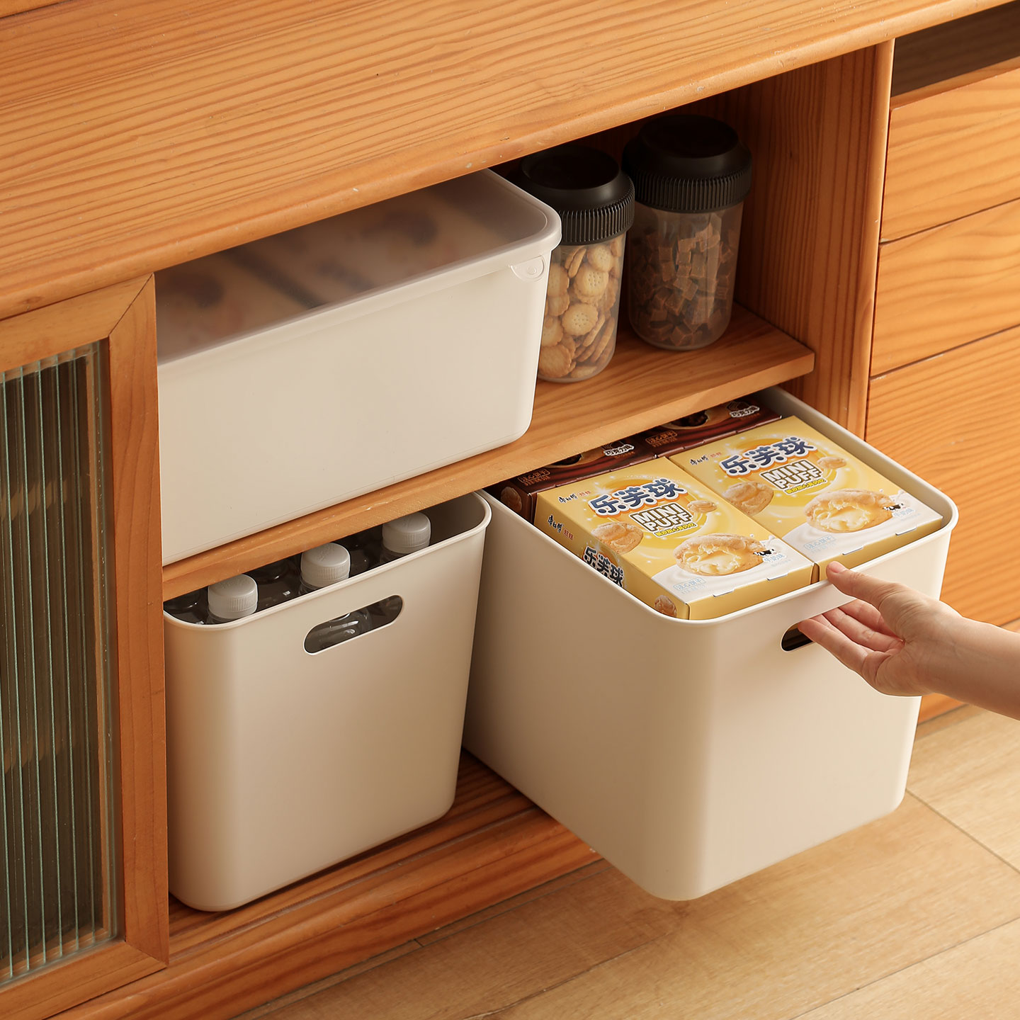 桌面收纳盒带盖子厨房衣服整理箱