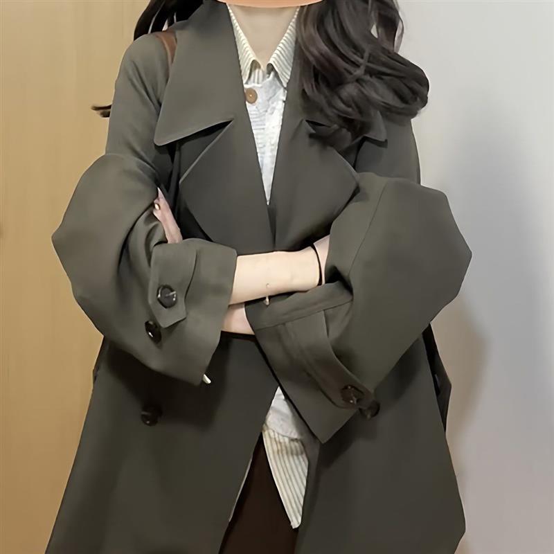 韩系中长款风衣外套女2026秋季新款巨好看的高级感爆款宽松短款