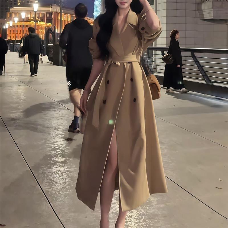 风衣外套女装长款2026春秋新款韩版正肩气质收腰大小姐卡其色大衣