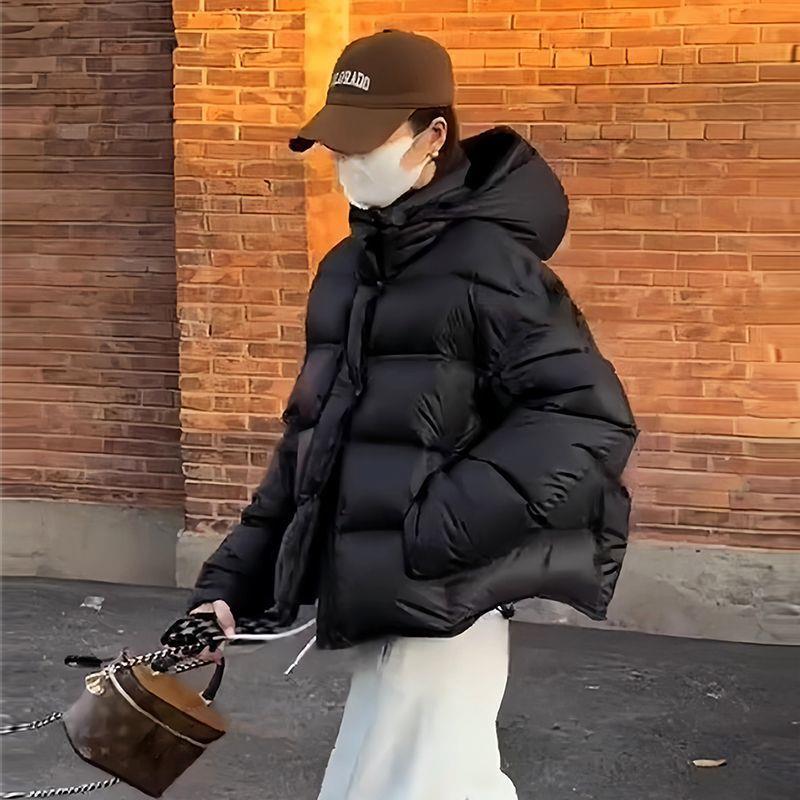 黑色短款棉服女2026秋冬新款韩版设计感休闲加厚连帽面包服外套潮