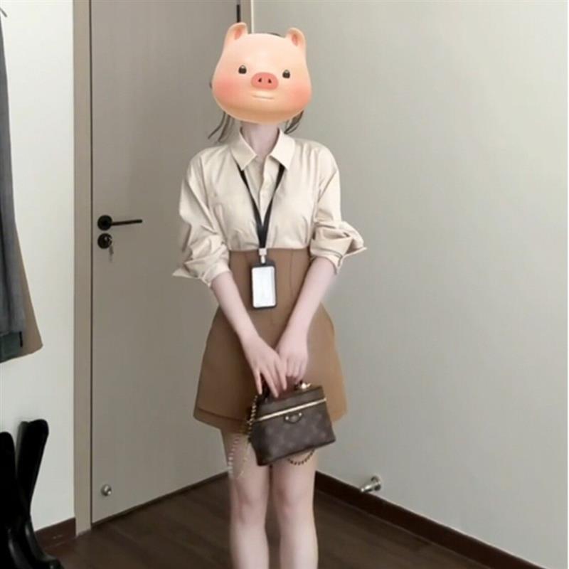 春夏韩剧穿搭设计高级感学院风高腰显瘦半身裙子短裙裙裤两件套装