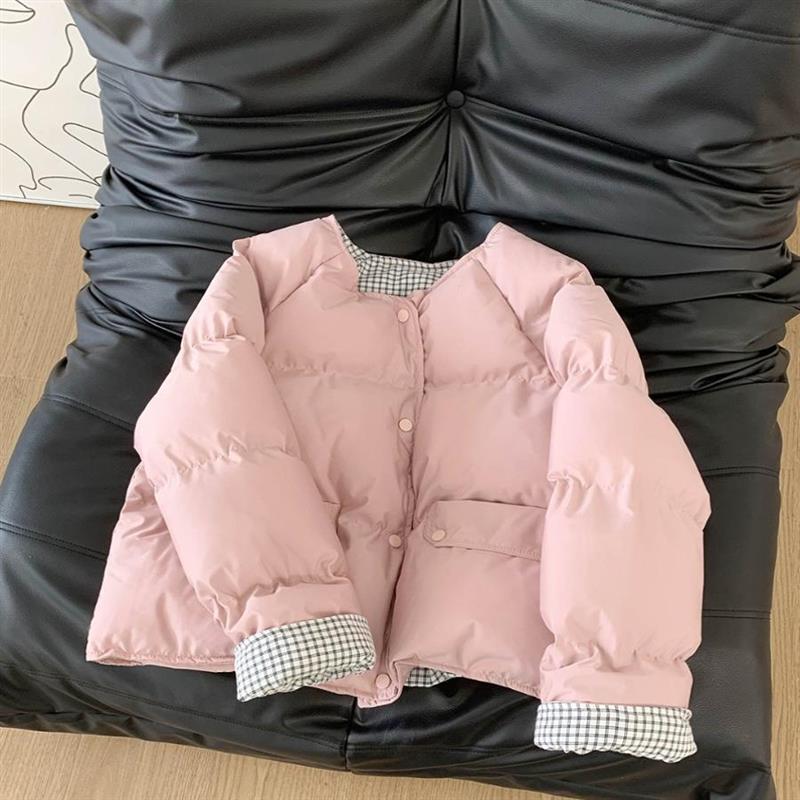 粉色棉服女2026年新款秋冬韩系夹棉外套高级感超好看洋气小棉袄潮