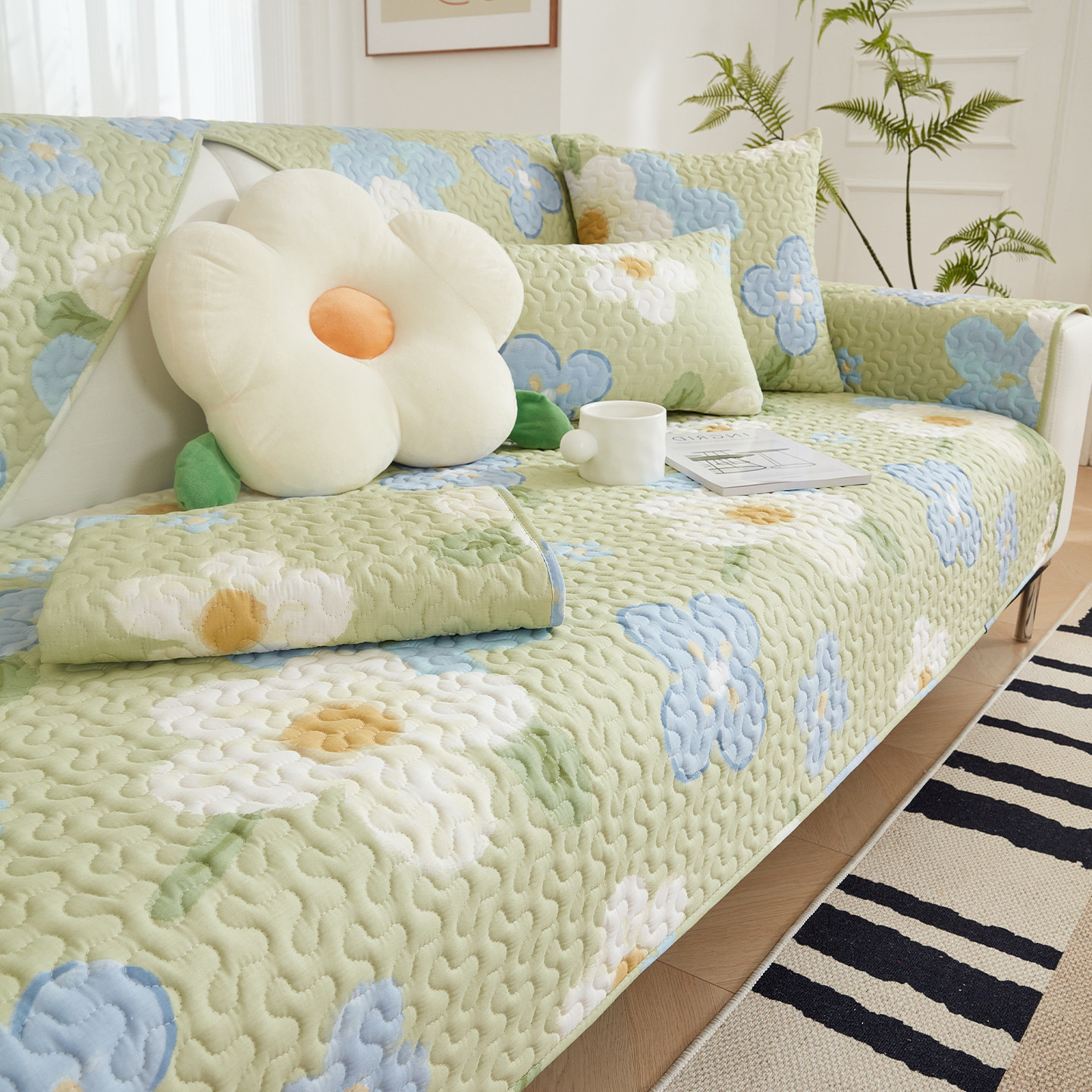 2025新款美式乡村纯棉沙发垫四季通用防滑坐垫子田园沙发套罩盖巾,居家布艺,沙发垫,淘宝优惠券,粉丝福利购,淘宝优惠卷