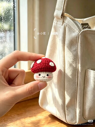 成品手工编织毛线钩针小蘑菇挂件玩偶摆件包挂扣送女友礼物