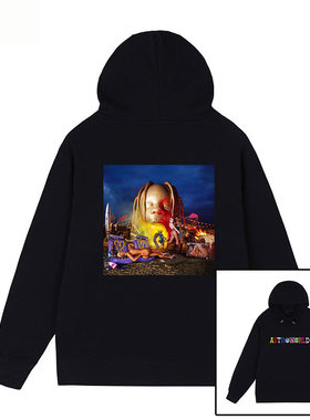Travis Scott连帽卫衣Astroworld帽衫饶舌街头嘻哈男女外套上衣潮