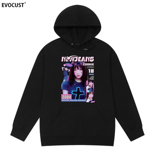 New jeans韩国女子演唱组合njz金玟池唱跳Attention男女连帽卫衣