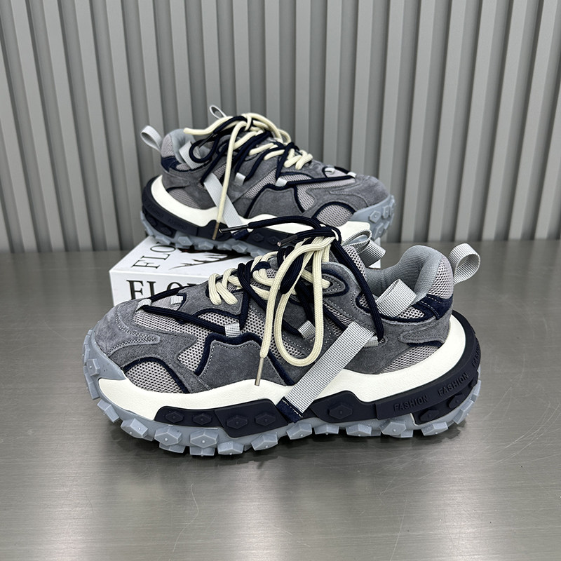 厚底潮牌老爹鞋男2024秋新款增高轮胎底真皮高级感青年休闲运动鞋