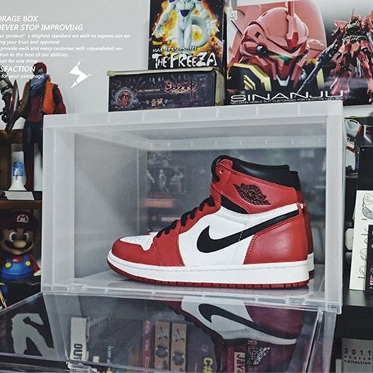 super速啪收纳透明侧开门单个塑料加厚亚克力卧室鞋柜aj收藏加高