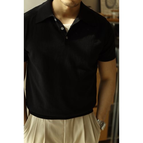 柴米棕色knit复古阿美咔叽polo衫