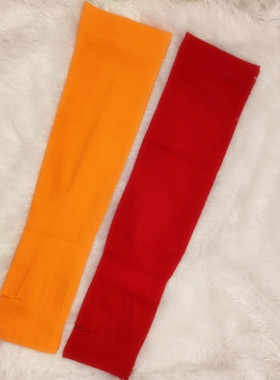 夏季纯红色冰袖套防晒遮阳户外骑行开车护臂套袖舞蹈套手指洞袖子