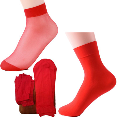 男士本命年大红丝袜锦纶超薄性感10双短袜中筒新娘红袜子情侣丝袜