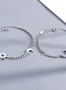 朝暮情侣手链男女ins一对韩版简约小清新日月手镯纪念生日520礼物