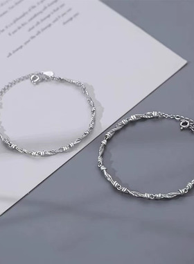 缠情情侣手链男女一对小众设计感简约麻花纹手镯情人节异地恋礼物