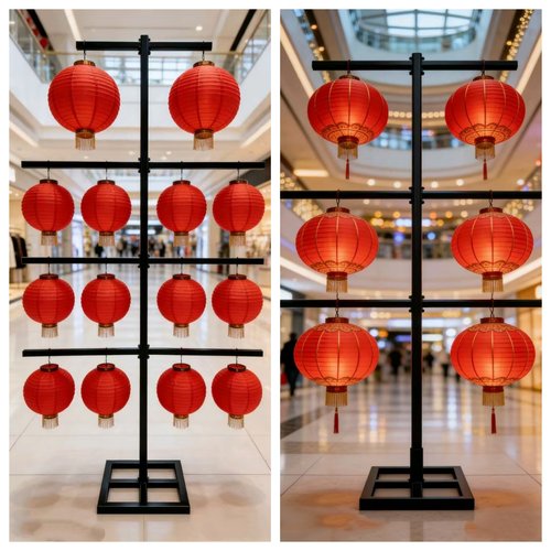 中式红色灯笼金属婚庆路引装饰架