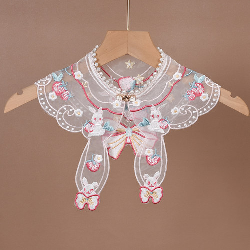 婴儿可爱白兔刺绣小云肩