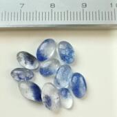 天然蓝线石水晶戒面裸石A11E 难得学习样品 包体漂亮少量棉裂