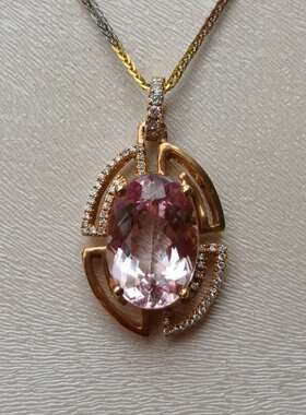 18k金镶钻石摩根石项链