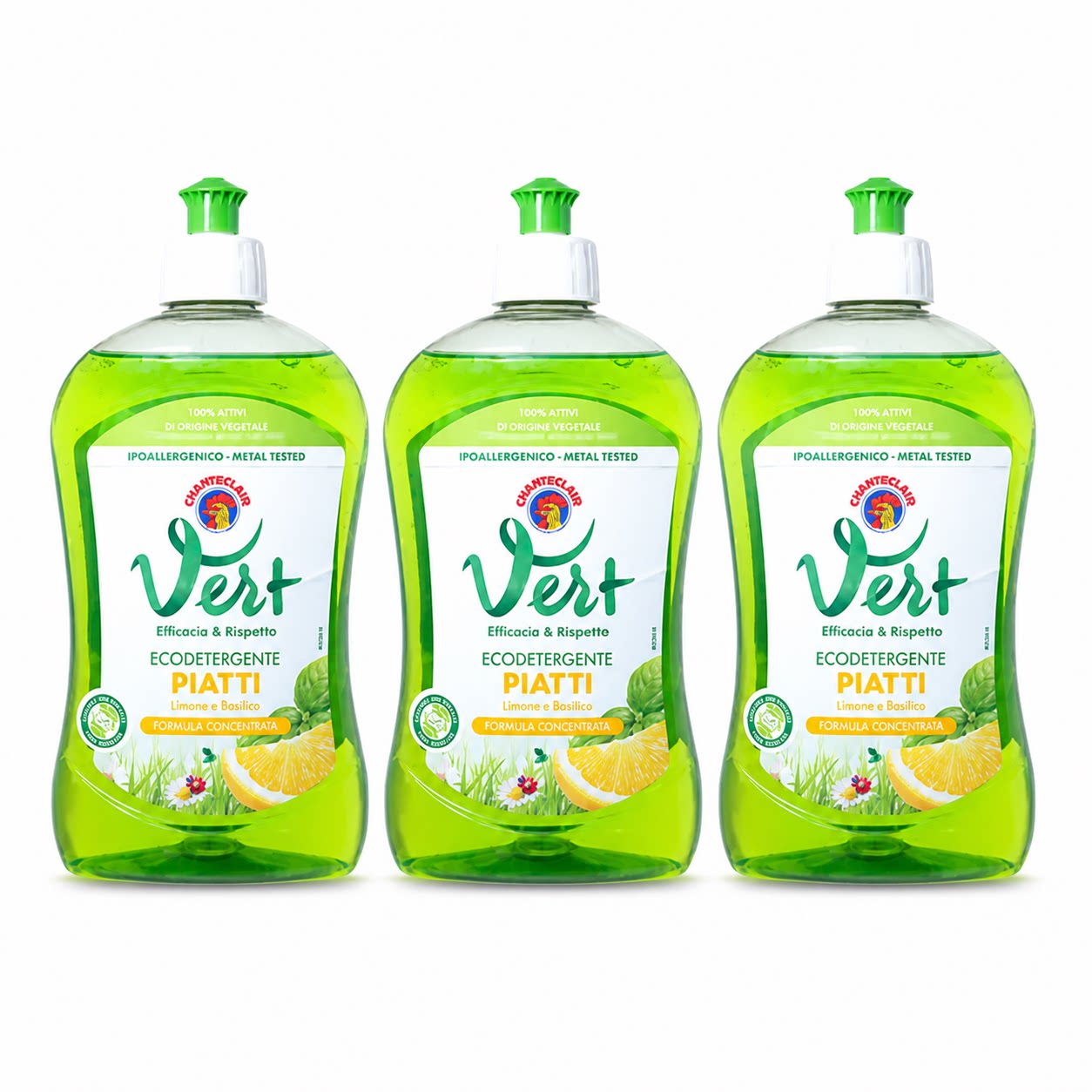 CHANTECLAIR大公鸡柠檬洗洁精500ml×3瓶餐具清洁剂