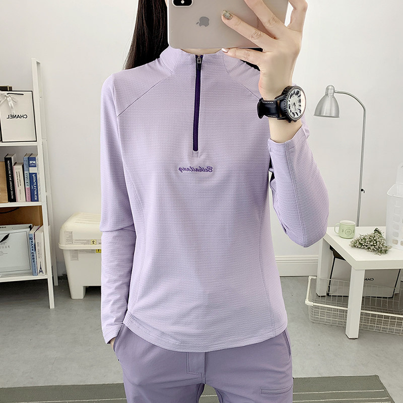 秋冬新款保暖抓绒衣女上衣立领修身显瘦长袖户外运动休闲打底衫t
