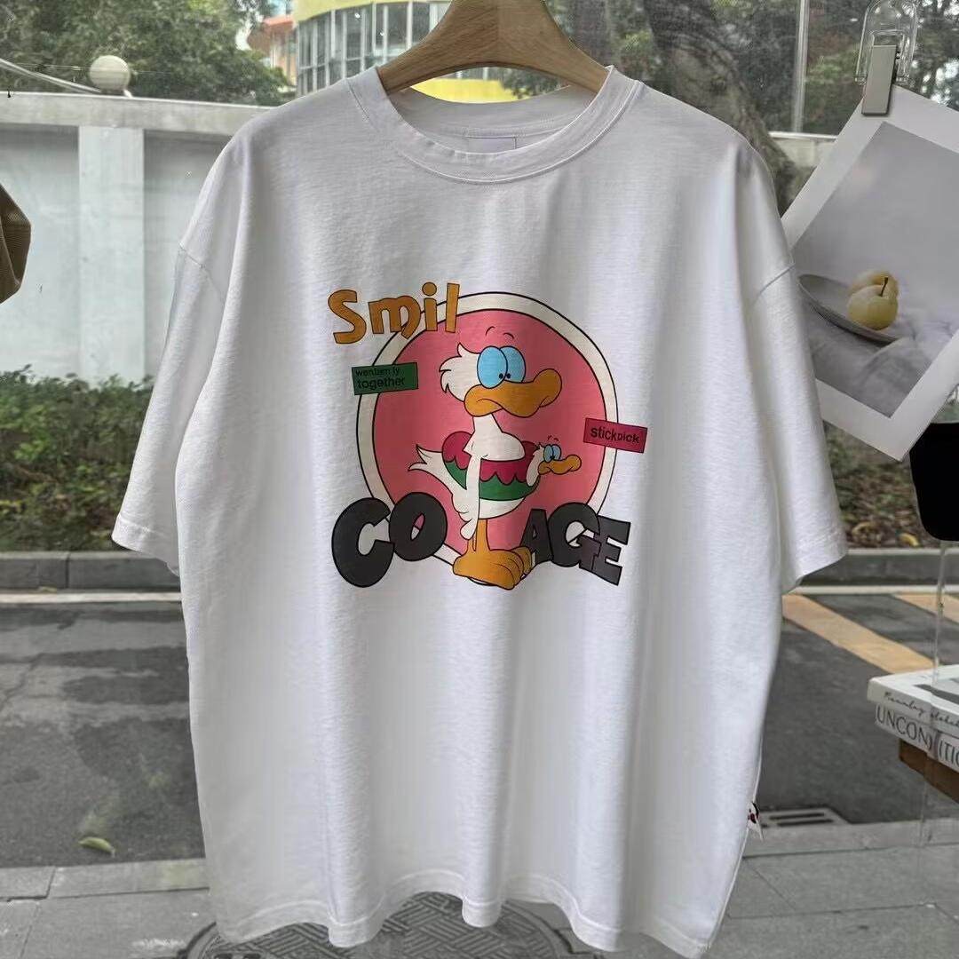 皇冠2025夏季韩版卡通鸭子印花宽松显瘦百搭中长款圆领短袖T恤女,女装/女士精品,T恤,淘宝优惠券,粉丝福利购,淘宝优惠卷