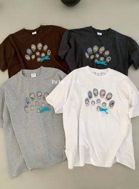 RARA STYLE2026夏季韩版小象印花宽松中长款慵懒时髦圆领短袖T恤