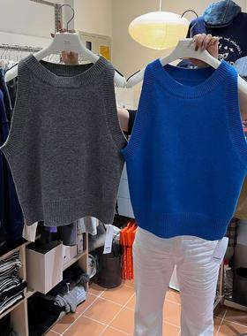 peace owners秋冬韩版简约百搭修身显瘦叠穿圆领羊毛加厚背心毛衣