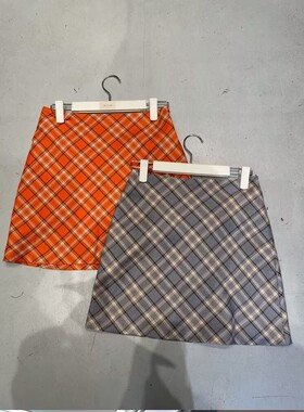 TRUST ME2025夏季韩版复古高腰修身显瘦百搭防走光格子短裙半身裙