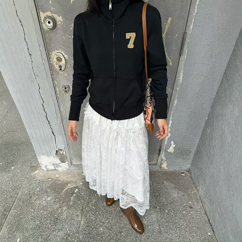 CHOICE ME2026秋季韩版时髦立领贴布刺绣帅气简约休闲拉链外套女