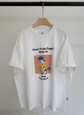 皇冠2026春夏hello Kitty卡通美少女印花宽松中长款时髦短袖T恤女