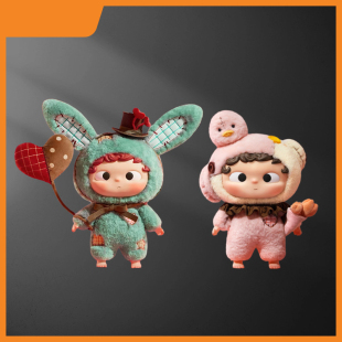 黑玩情人节限定新品 哦崽告白兔搪胶毛绒公仔跳进兔洞搪胶毛绒公仔