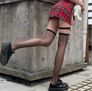 纯欲夏薄款 过膝袜透明黑丝袜长筒袜大腿袜jk高筒袜潮性感白袜子女