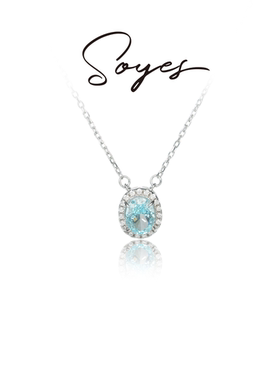 soyes/索野 坠链均925银合成锆石 蓝月光鸽子蛋单钻项链穿搭