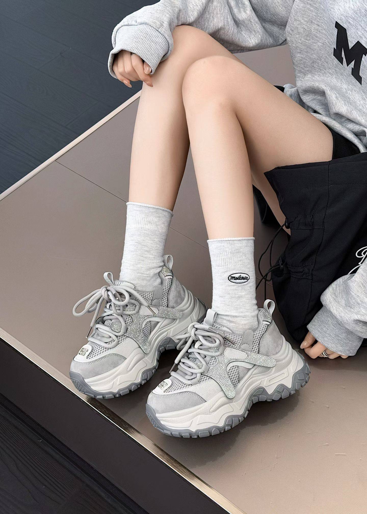 2026春款厚底老爹鞋女百搭增高休闲鞋系带圆头女鞋超轻发泡底单鞋,女鞋,时尚休闲鞋,淘宝优惠券,粉丝福利购,淘宝优惠卷