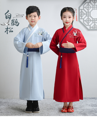 古装男童三字经国学服