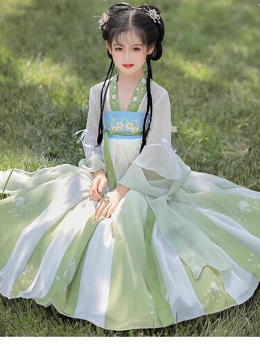 汉服女童春季襦裙2023新款古风连衣裙女孩唐装儿童装超仙古装春秋