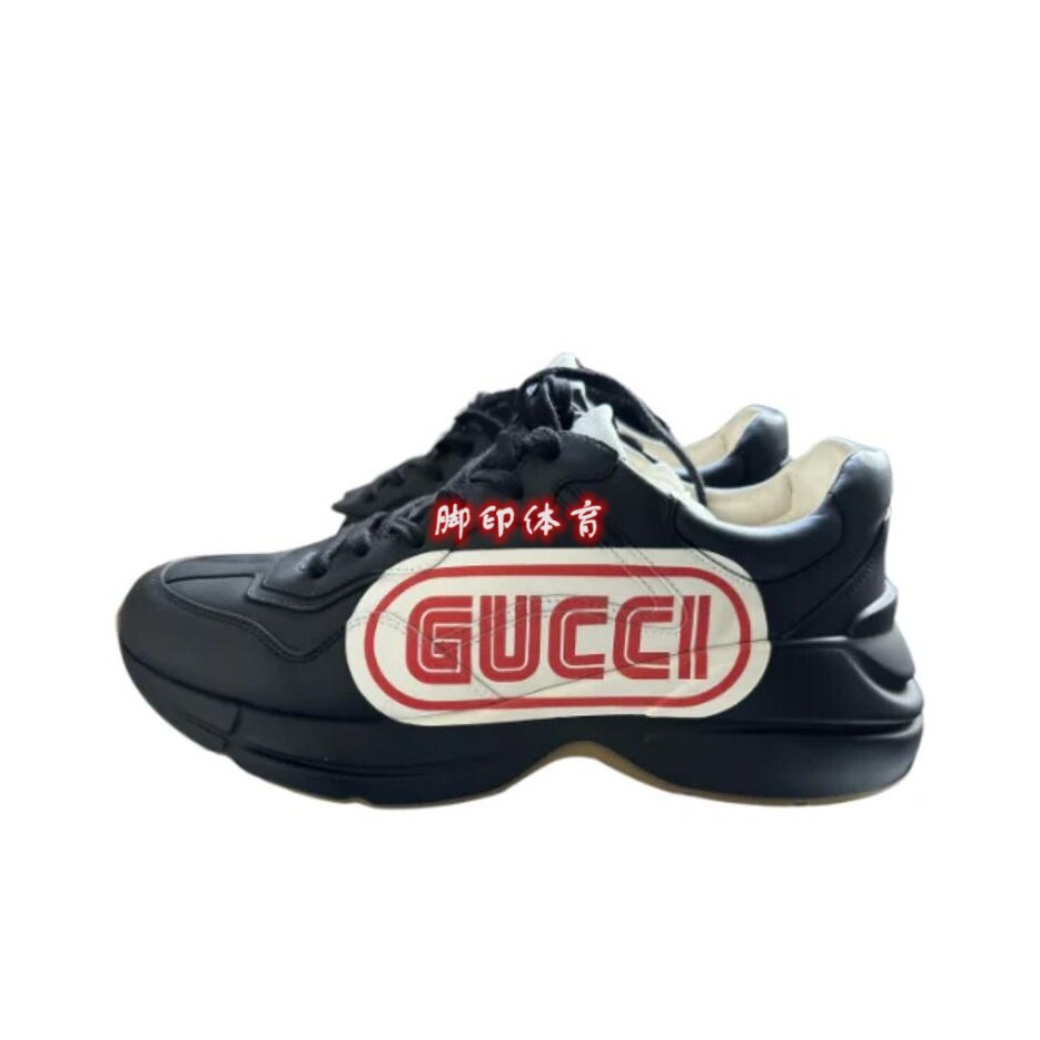 GUCCI古驰Rhyton时尚百搭拼色低帮生活休闲鞋男款黑红