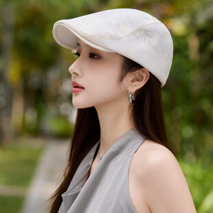 贝雷帽春夏休闲百搭画家帽潮 前进帽子女大头围显脸小法式 新款 美式