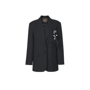 艺之卉立体花布尔乔亚风黑色西装外套秋新款商场同款新职人美学