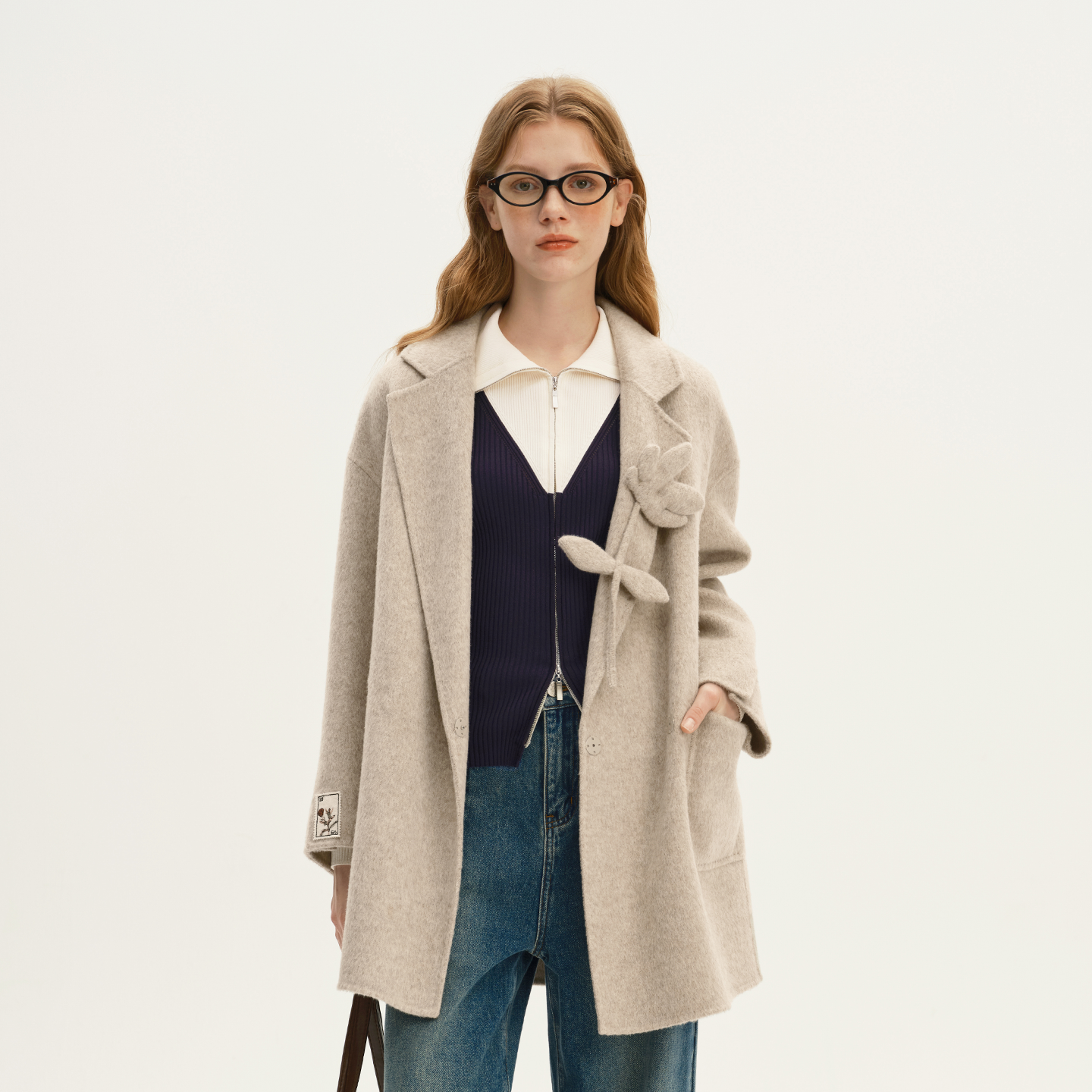 艺之卉全羊毛双面呢大衣外套通勤