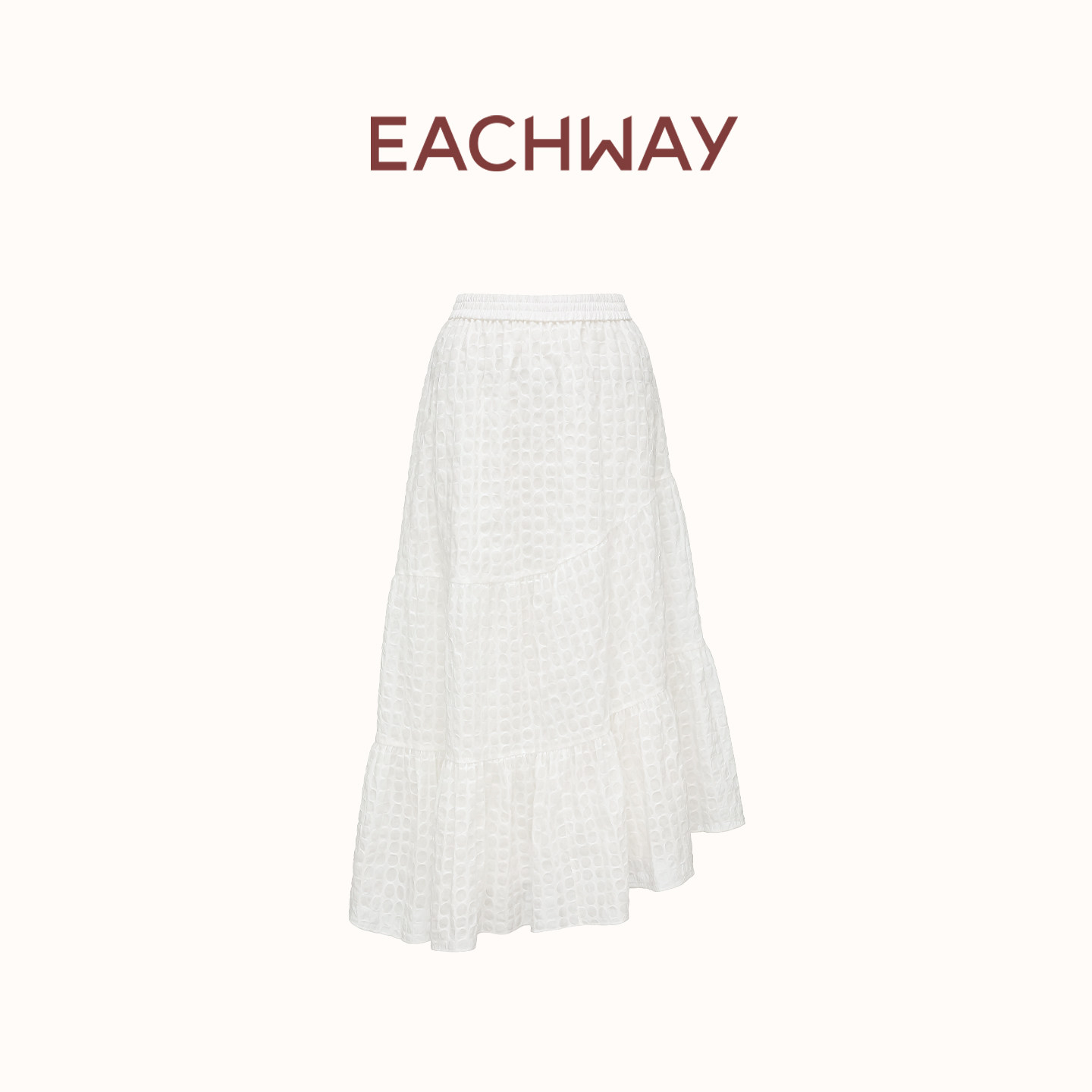 艺之卉白色泡泡纱肌理感半身裙