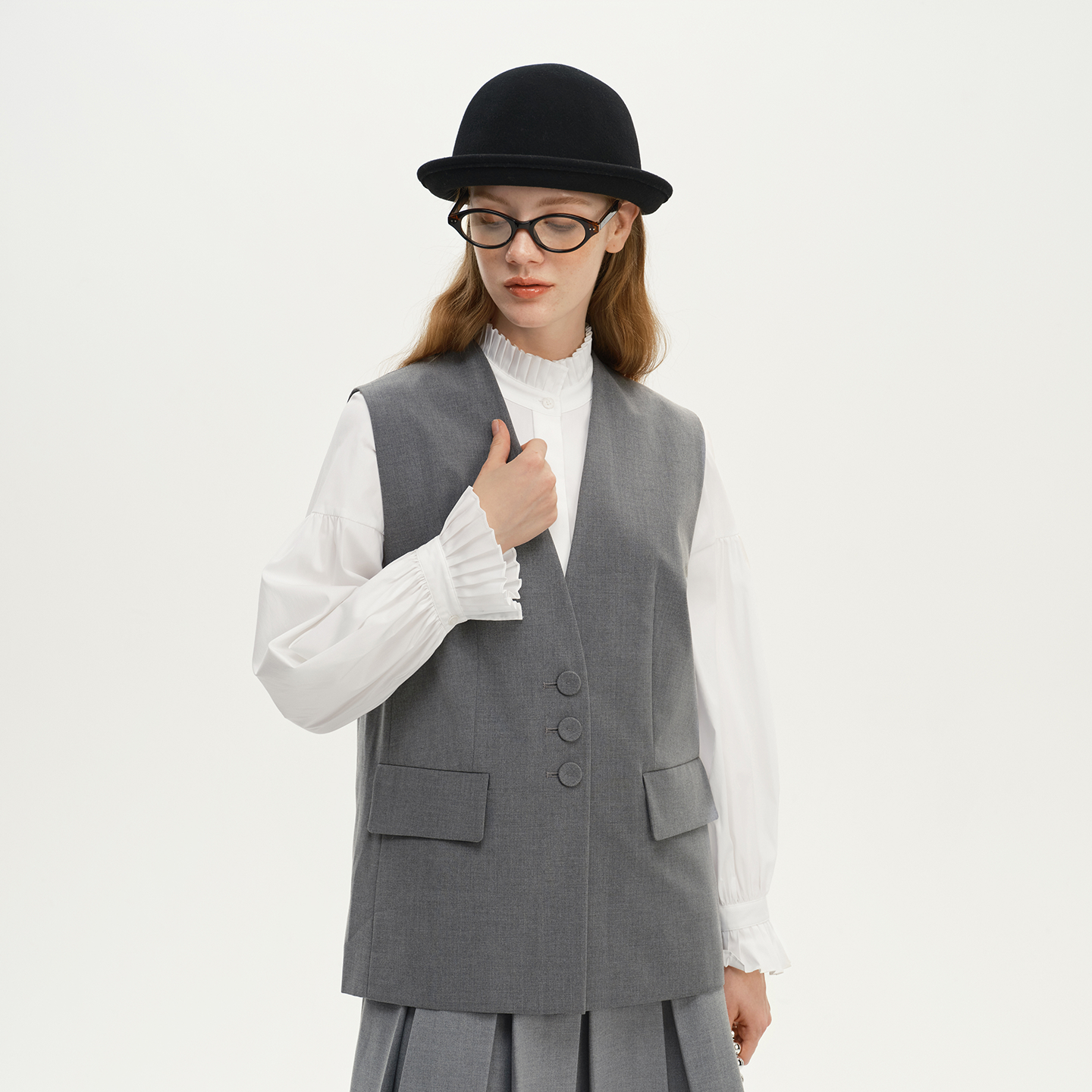 Eachway艺之卉静奢风中长款马甲