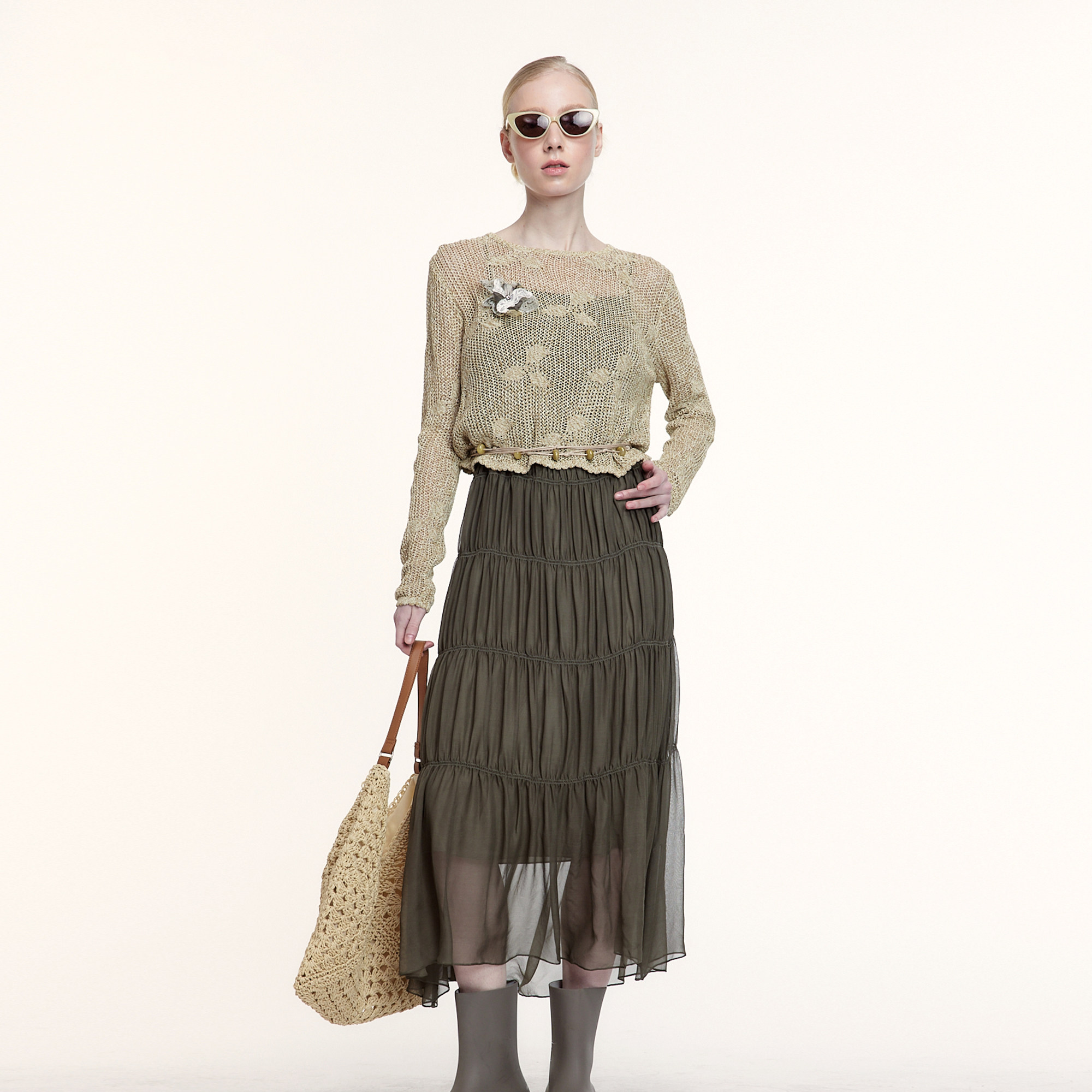 艺之卉浪漫镂空针织罩衫